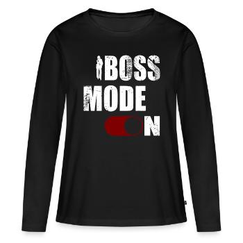 BOSS MODE ON_LADY - Frauen Premium Bio Langarmshirt - Schwarz - Vorne - Julia (174cm)
