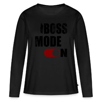 BOSS MODE ON_LADY - Frauen Premium Bio Langarmshirt - Schwarz - Vorne - Julia (174cm)