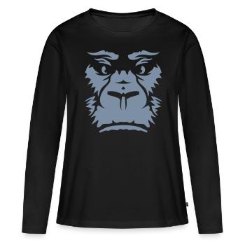gorille tete animaux feroce 12095 - T-shirt manches longues Premium bio Femme - noir - Devant - Julia (174cm)