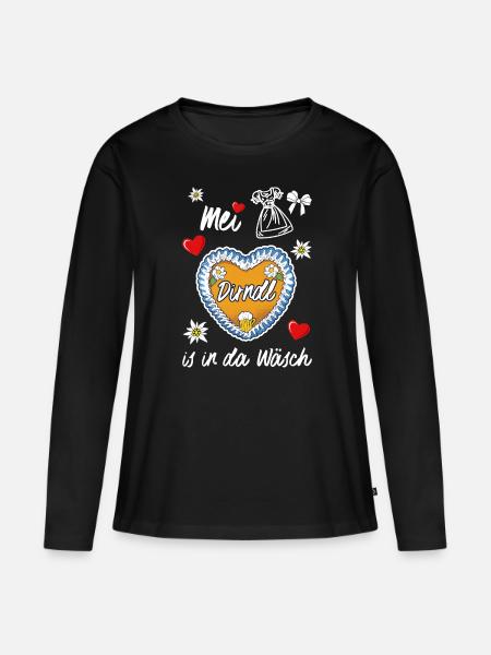 Dirndl - Frauen Premium Bio Langarmshirt - Schwarz