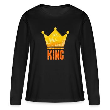 Look partenaire roi reine - T-shirt manches longues Premium bio Femme - noir - Devant - Julia (174cm)