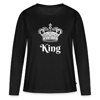 Look partenaire roi reine - T-shirt manches longues Premium bio Femme - noir - Devant - Julia (174cm)