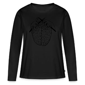 cerveau - T-shirt manches longues Premium bio Femme - noir - Devant - Julia (174cm)