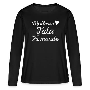 meilleure tata du monde t shirt - T-shirt manches longues Premium bio Femme - noir - Devant - Julia (174cm)