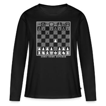 joueur d’échecs d’ouverture d’échecs de karo kann - T-shirt manches longues Premium bio Femme - noir - Devant - Julia (174cm)