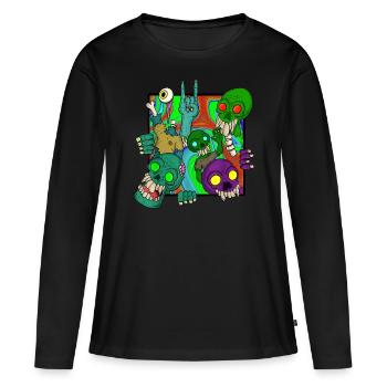 Trippy Goa Psychédélique Rave Trip Champignons - T-shirt manches longues Premium bio Femme - noir - Devant - Julia (174cm)