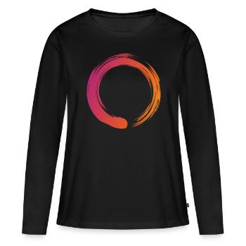 Zen Cirlce - Zen, Enso, Méditation, Bouddhisme - T-shirt manches longues Premium bio Femme - noir - Devant - Julia (174cm)