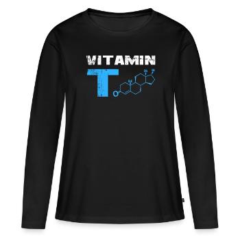 Testosteron Testo Bodybuilding Fitnessstudio Gym - Frauen Premium Bio Langarmshirt - Schwarz - Vorne - Julia (174cm)