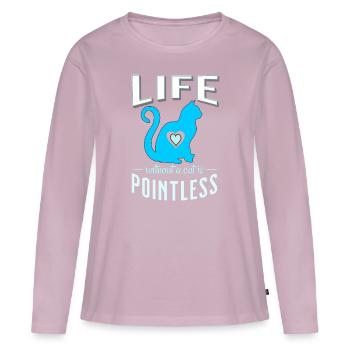 bleu une vie sans chat est inutile chats - T-shirt manches longues Premium bio Femme - rose poudré - Devant - Julia (174cm)