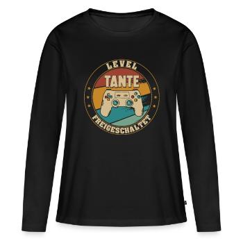 Tante Level Loading 2022 Schwangerschaft - Frauen Premium Bio Langarmshirt - Schwarz - Vorne - Julia (174cm)