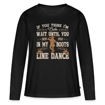 Country Line Dance Apperal Woman Boots Linedance - Women's Premium Organic Long Sleeve Shirt - black - Front - Julia (174cm)