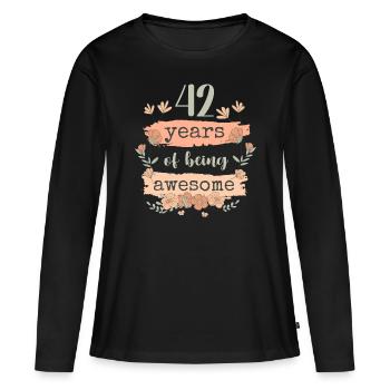 42 années d’anniversaire de cadeau en disant drôle - T-shirt manches longues Premium bio Femme - noir - Devant - Julia (174cm)