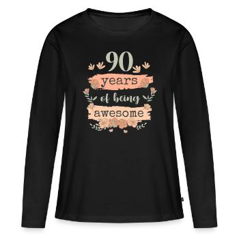 90 années d’anniversaire de cadeau en disant drôle - T-shirt manches longues Premium bio Femme - noir - Devant - Julia (174cm)
