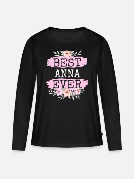 Anna Geschenk Name Geburtstag - Frauen Premium Bio Langarmshirt - Schwarz