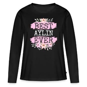 Aylin Gift Name Birthday - Women's Premium Organic Long Sleeve Shirt - black - Front - Julia (174cm)