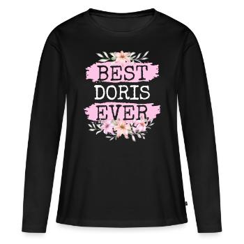 Doris Nom du cadeau Anniversaire - T-shirt manches longues Premium bio Femme - noir - Devant - Julia (174cm)