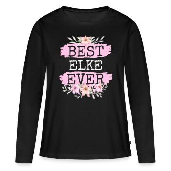 Elke Cadeau Nom Anniversaire - T-shirt manches longues Premium bio Femme - noir - Devant - Julia (174cm)