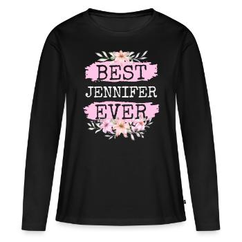 Jennifer Nom du cadeau Anniversaire - T-shirt manches longues Premium bio Femme - noir - Devant - Julia (174cm)