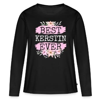 Kerstin Geschenk Name Geburtstag - Frauen Premium Bio Langarmshirt - Schwarz - Vorne - Julia (174cm)