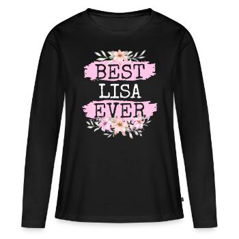 Lisa Nom du cadeau Anniversaire - T-shirt manches longues Premium bio Femme - noir - Devant - Julia (174cm)