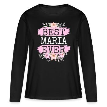 Maria Nom du cadeau Anniversaire - T-shirt manches longues Premium bio Femme - noir - Devant - Julia (174cm)