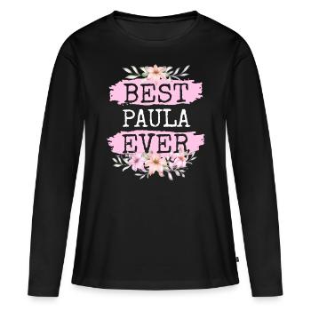 Paula Geschenk Name Geburtstag - Frauen Premium Bio Langarmshirt - Schwarz - Vorne - Julia (174cm)