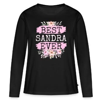 Sandra Gift Name Birthday - Women's Premium Organic Long Sleeve Shirt - black - Front - Julia (174cm)
