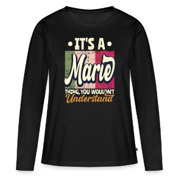 Marie Nom Cadeau Personnalisé Dire Drôle - T-shirt manches longues Premium bio Femme - noir - Devant - Julia (174cm)