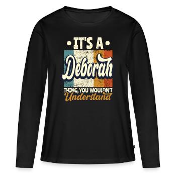 Deborah Nom Cadeau Personnalisé Citation Drôle - T-shirt manches longues Premium bio Femme - noir - Devant - Julia (174cm)
