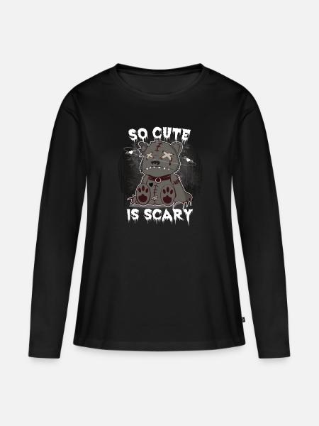 Ugly Teddybär So niedlich ist beängstigend Geschen - Frauen Premium Bio Langarmshirt - Schwarz