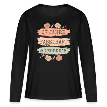 67. Geburtstag Geschenk 67 Jahre Frau - Frauen Premium Bio Langarmshirt - Schwarz - Vorne - Julia (174cm)