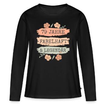 79. Geburtstag Geschenk 79 Jahre Frau - Frauen Premium Bio Langarmshirt - Schwarz - Vorne - Julia (174cm)