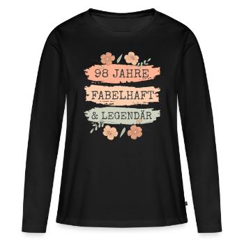 98. Geburtstag Geschenk 98 Jahre Frau - Frauen Premium Bio Langarmshirt - Schwarz - Vorne - Julia (174cm)
