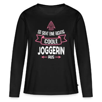 Joggerin Geschenk Lustig Spruch Joggen Läufer - Frauen Premium Bio Langarmshirt - Schwarz - Vorne - Julia (174cm)