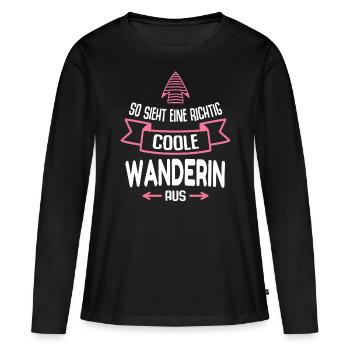 Wanderin Geschenk Lustig Spruch - Frauen Premium Bio Langarmshirt - Schwarz - Vorne - Julia (174cm)