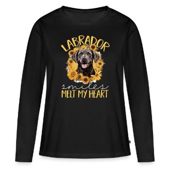 Dog Breed Pet - Les sourires du Labrador font fondre mon cœur - T-shirt manches longues Premium bio Femme - noir - Devant - Julia (174cm)
