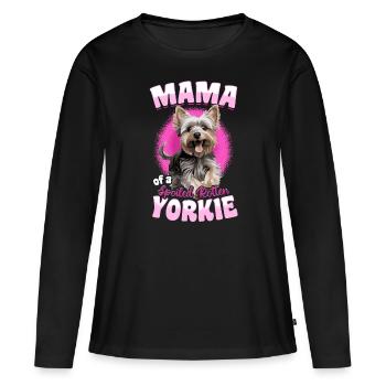 Yorkshire Terrier Chien Maman d’un Pourri Gâté - T-shirt manches longues Premium bio Femme - noir - Devant - Julia (174cm)