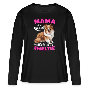 Chien de berger Shetland - Maman d’un pourri gâté - T-shirt manches longues Premium bio Femme - noir - Devant - Julia (174cm)
