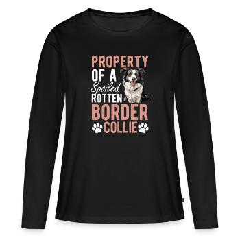 Border Collie Chien Propriété d’un pourri gâté - T-shirt manches longues Premium bio Femme - noir - Devant - Julia (174cm)