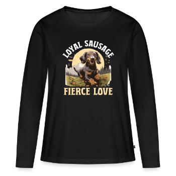Saucisse saucisse saucisse teckel chien Loyal saucisse - T-shirt manches longues Premium bio Femme - noir - Devant - Julia (174cm)