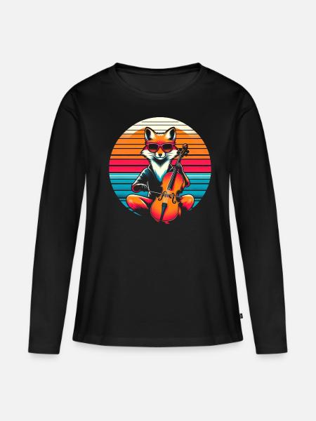 Cello Fuchs - Frauen Premium Bio Langarmshirt - Schwarz