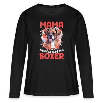 Boxer chien de race animal de compagnie maman d’un boxer pourri gâté - T-shirt manches longues Premium bio Femme - noir - Devant - Julia (174cm)