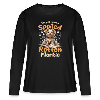 Morkie chien race animal de compagnie propriété d’un pourri gâté - T-shirt manches longues Premium bio Femme - noir - Devant - Julia (174cm)