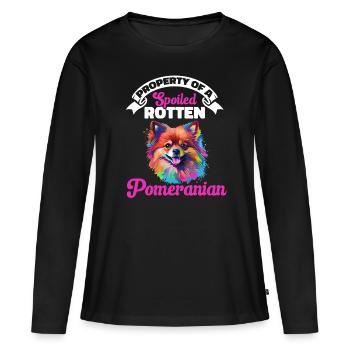 Pom Dog Pom-Pom - Property of a spoiled rotten - Women's Premium Organic Long Sleeve Shirt - black - Front - Julia (174cm)
