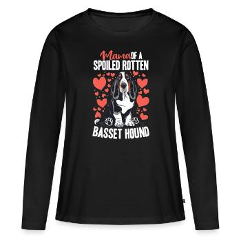 Race de chien Maman d’un basset pourri gâté Hound - T-shirt manches longues Premium bio Femme - noir - Devant - Julia (174cm)