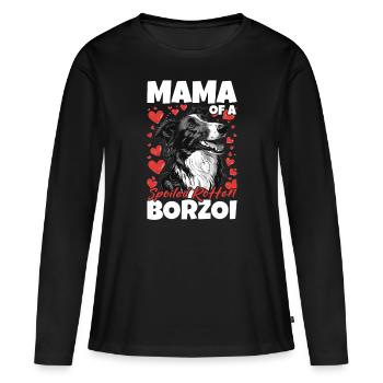 Barzoï race de chien Maman d’un barzoï pourri gâté - T-shirt manches longues Premium bio Femme - noir - Devant - Julia (174cm)