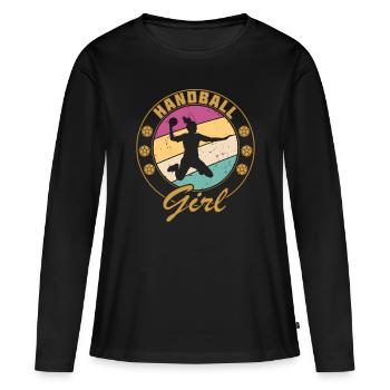 Handball Fille - T-shirt manches longues Premium bio Femme - noir - Devant - Julia (174cm)