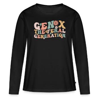 Gen X The Feral Generation Funny Generation X - T-shirt manches longues Premium bio Femme - noir - Devant - Julia (174cm)