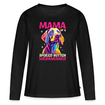 Chien braque de Weimar Maman d’un braque de Weimar pourri gâté - T-shirt manches longues Premium bio Femme - noir - Devant - Julia (174cm)