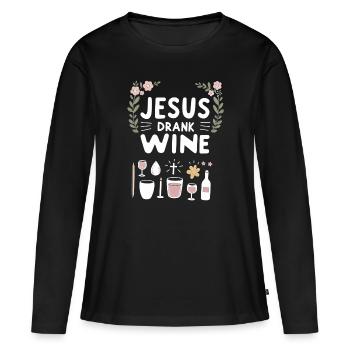 Jesus Drank Wine 8 - Frauen Premium Bio Langarmshirt - Schwarz - Vorne - Julia (174cm)